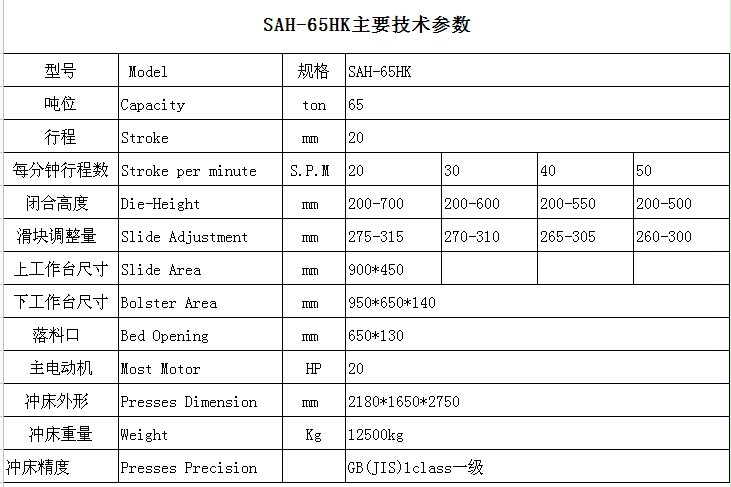 龙门65吨高速冲床